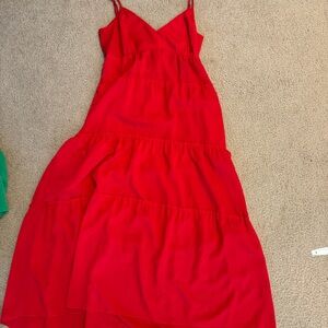 Red BCBG maxi tiered dress XS extra small holiday summer etc